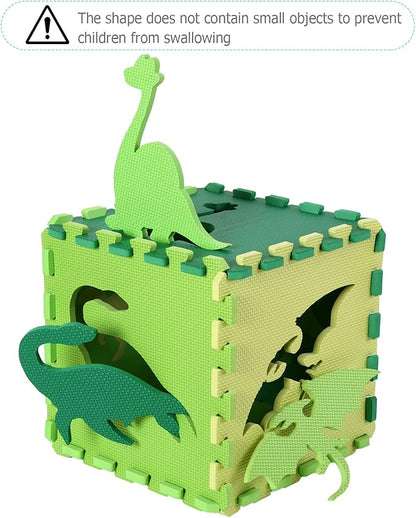 Foam Play Mat for Kids，25Pcs Square Interlocking Puzzle Floor Mat，Baby Play Mat Floor Mat Foam Puzzle Playmat for Toddlers with Fence - Green Dinosaurs
