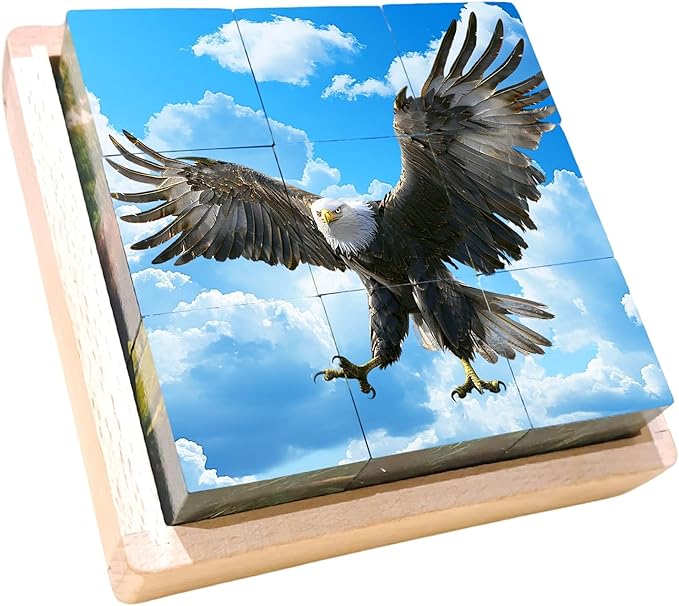 Wooden Cube Puzzle of Native North American Animals | Wooden Puzzles for Kids & Toddlers Ages 3 4 5 6 7 8