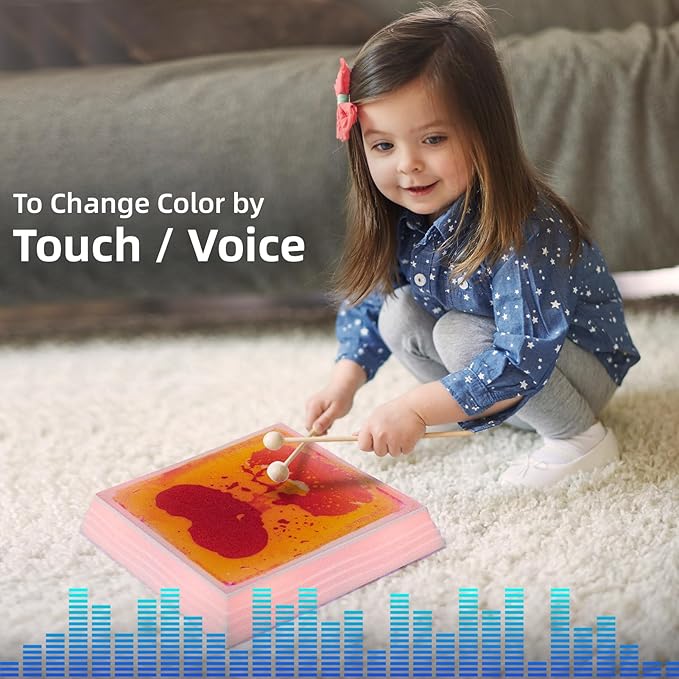 Art3d 12×12 Inch Sensory Interactive Yellow-Red Liquid Motion Tiles for Toddlers Kids & Adult - Touch Sensitive 7 Color Changing Flooring Tile for Home Décor, Indoor & Outdoor Activities, 1-Pack