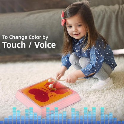 Art3d 12×12 Inch Sensory Interactive Yellow-Red Liquid Motion Tiles for Toddlers Kids & Adult - Touch Sensitive 7 Color Changing Flooring Tile for Home Décor, Indoor & Outdoor Activities, 1-Pack