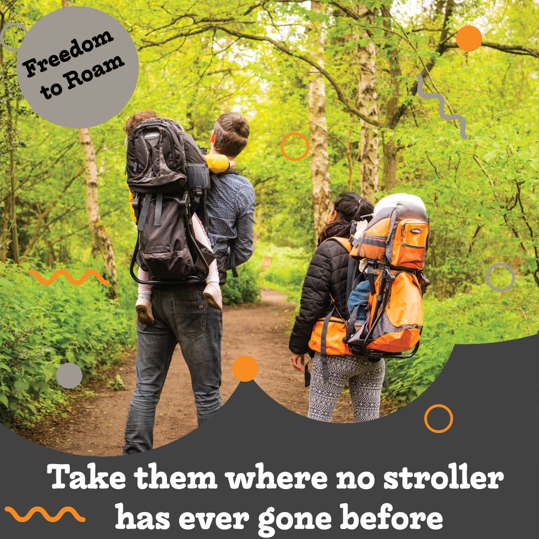 Hiking Baby Carrier Backpack - Comfortable Toddler/Baby Backpack Carrier System with Diaper Change Pad, Insulated Pocket + Rain and Sun Hood to Protect Your Child