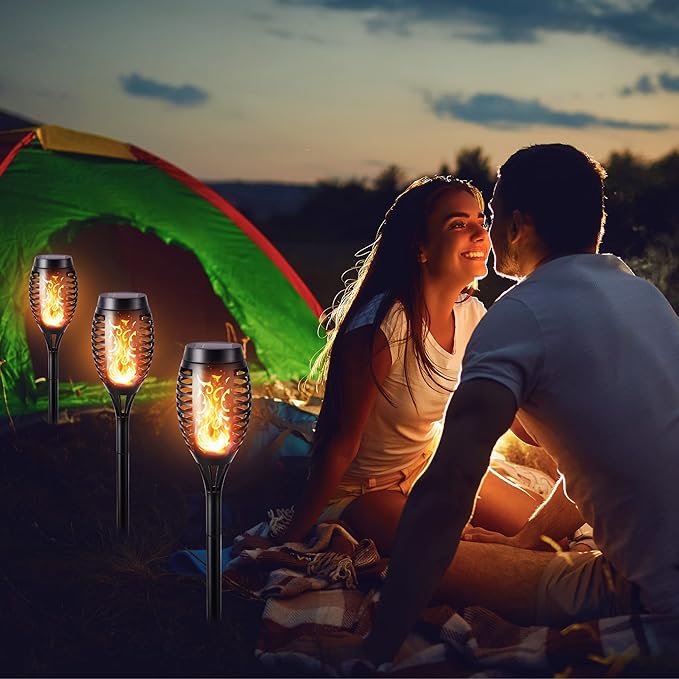 Toodour Solar Torch Flame Lights, 6 Pack Solar Lights Outdoor with Flickering Flame, Waterproof Solar Pathway Lights Landscape Decoration Lighting for Garden, Lawn, Yard, Outdoor Decorations