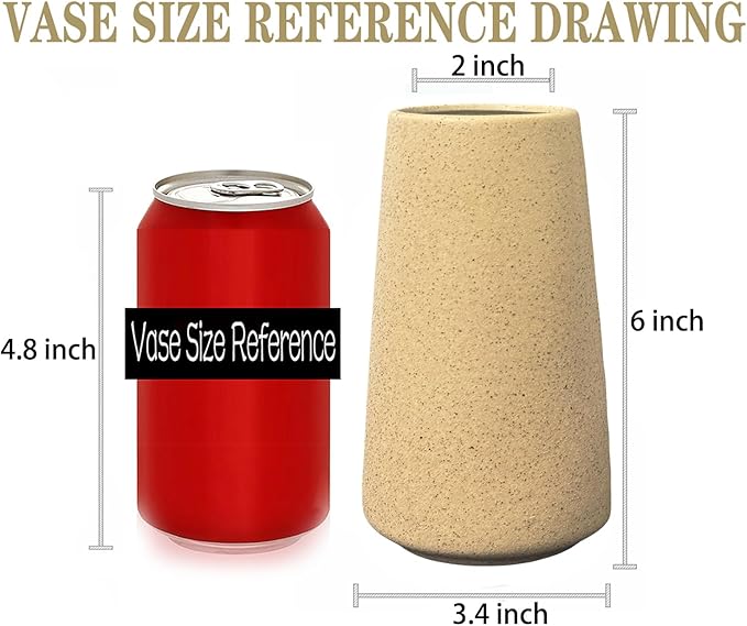 Simple Vase for Flowers Plants, Matte Vases for Modern Table Shelf Home Decor Wedding Boho Decor, 6" H Frosted Elegant Ceramic Vase for Pampas Grass Fluffy Stem Bouquet Lavender Flowers (Brown, 1)