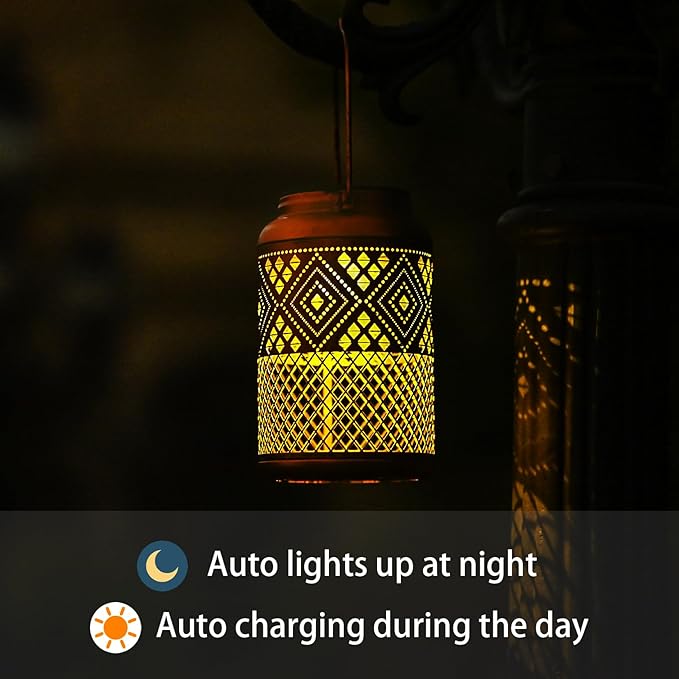 2 Pack Solar Lanterns Outdoor Waterproof - Birthday Gifts for Women, Men, Mom, Solar Lights Outdoor Hanging Garden Decor for Outside, Patio, Outdoor, Yard, Lawn, Balcony Modern