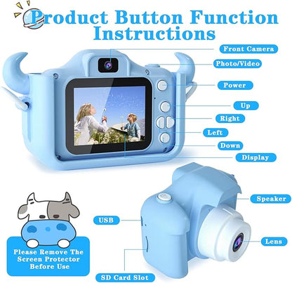 Kids Camera Toys for 3 4 5 6 7 8 9 10 11 12 Years Old Boys/Girls, Kids Digital Camera for Toddler with Video, Birthday Festival for Kids, Selfie Camera for Child, 32GB TF Card