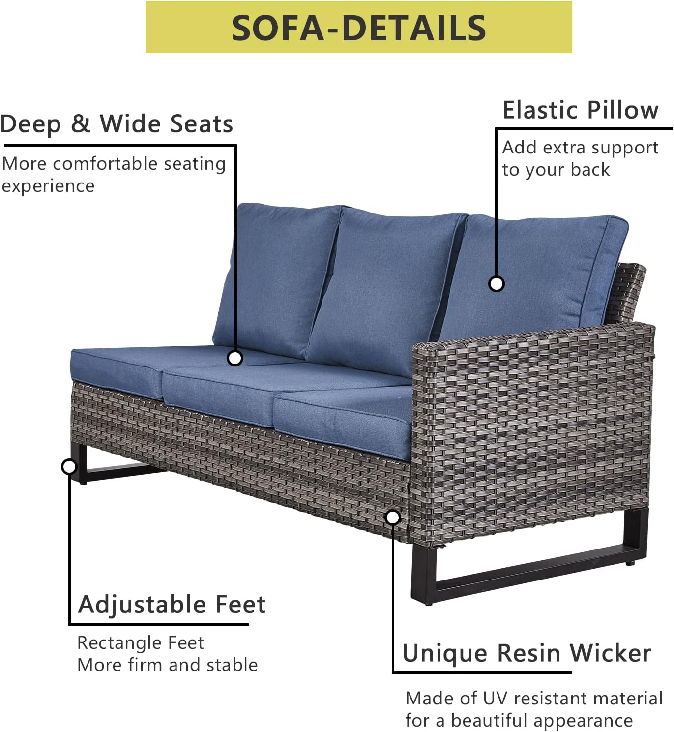 HUMMUH 9 Piece Patio Furniture PE Wicker 6-Seater Outdoor Sectional Sofa with Dinning Table Patio Swivel Chairs and Outdoor Chairs for Porch,Garden,Backyard,Deck