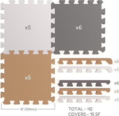 Angels Soft Foam Baby Play Mats Tiles 32 pcs Set covers over 46x46- Playmat Multi Use, Create & Build A Safe Area Interlocking Jigsaw Puzzle eva Non-Toxic Floor for Toddler Infant Kids Toy Room & Yard