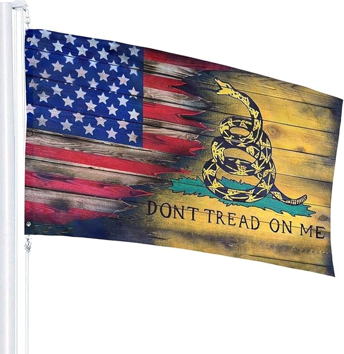 Us Flag Don‘t Tread On Me Flag 3x5 Feet Outdoor/Indoor Retirement Decoration Family America Flag Translucent Single Side Banner Sign