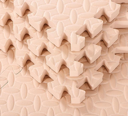 12 Tiles 12x12x1 Inch EVA Thick Interlocking Foam Floor Tiles Puzzle Exercise Mat Play Foam Mats for Boys Girls Baby Pets Home Classroom Nursery Gym(Beige)