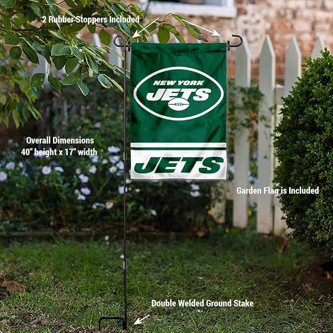 WinCraft New York Jets Garden Flag and Pole Stand Holder
