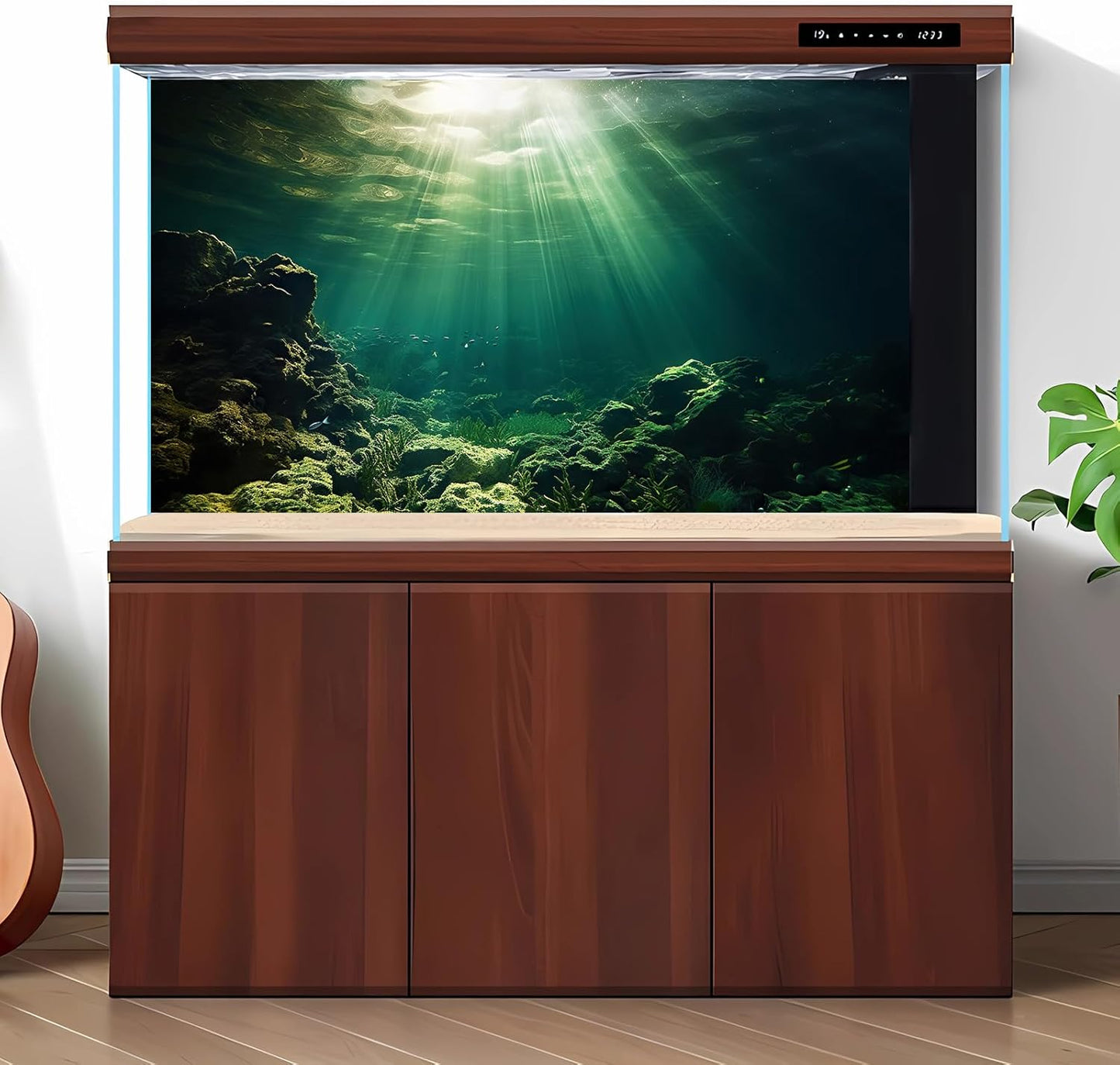 Under The Sea Aquarium Background Underwater Fish Tank Background Ocean Floor Rock Cave Sunray Terrarium Backgrounds Tropical Fish Ocean World Aquarium Reptile Tank Backgrounds 72x18in
