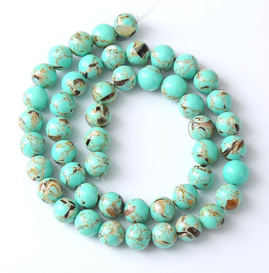 6MM 60PCS Peacock Blue Shell Turquoise Spacer Loose Beads for Jewelry Making DIY Bracelet Necklace