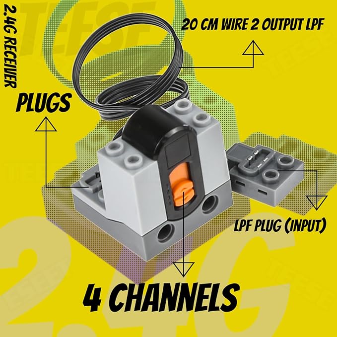 24pcs Technic-Motor Set with Adjustable-Speed-Remote-Receiver, Battery-Box-Extension-Cable, Compatible with Technic-Parts