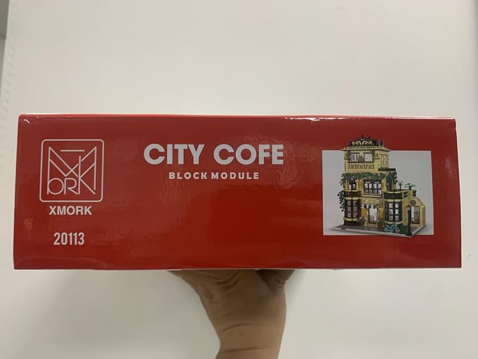 City Cafe Architecture Building Kit with LED Lights,3 Levels City Cafe Model Building Blocks Toy,for 12+Age Teen,Adult（1443 Pieces）