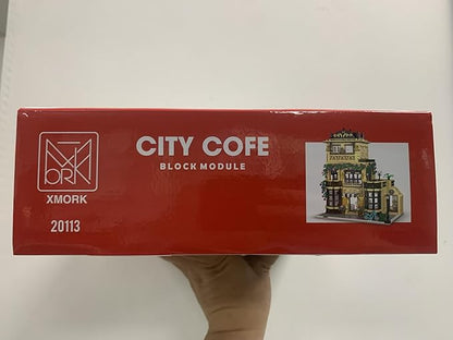 City Cafe Architecture Building Kit with LED Lights,3 Levels City Cafe Model Building Blocks Toy,for 12+Age Teen,Adult（1443 Pieces）