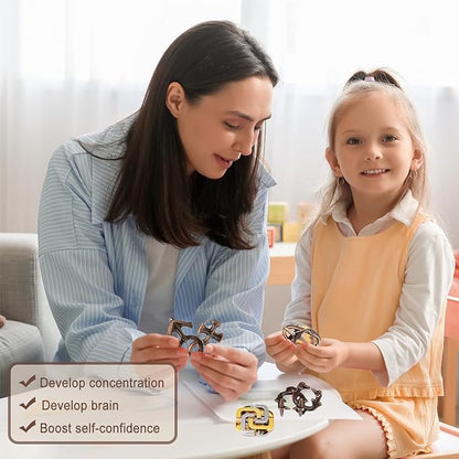 9 PCS Metal Brain Teaser Puzzles Disentanglement Puzzles Lock Puzzle Games Set Gift for Adults Teenagers Kids