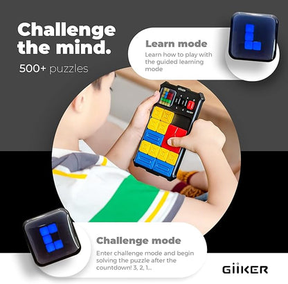 GiiKER Super Slide Puzzle Games, Original 500+ Challenges Brain Teaser Puzzle, Toys for Kids, Travel Games Birthday Gifts Easter Basket Stuffers for Boys Girls, Activities for Road Trips - Moon Grey