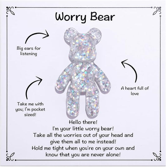 Pocket Bear Hug, Anxiety Relief Gifts, Mental Health Positivity Gift, Autism Fidget Gift, Stress Relief Gift for Her, Comforting Gift for Son Daughter Back to School, White
