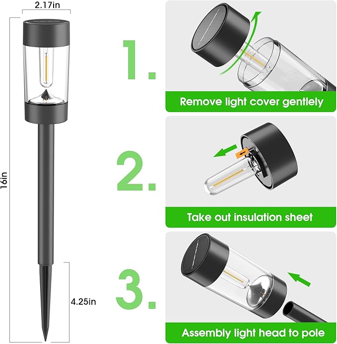 Solar Lights Outdoor, 12 Pack Waterproof Solar Landscape Lighting for Pathway Garden Yard Path Walkway Driveway Lawn Patio Outside Decor, Warm White