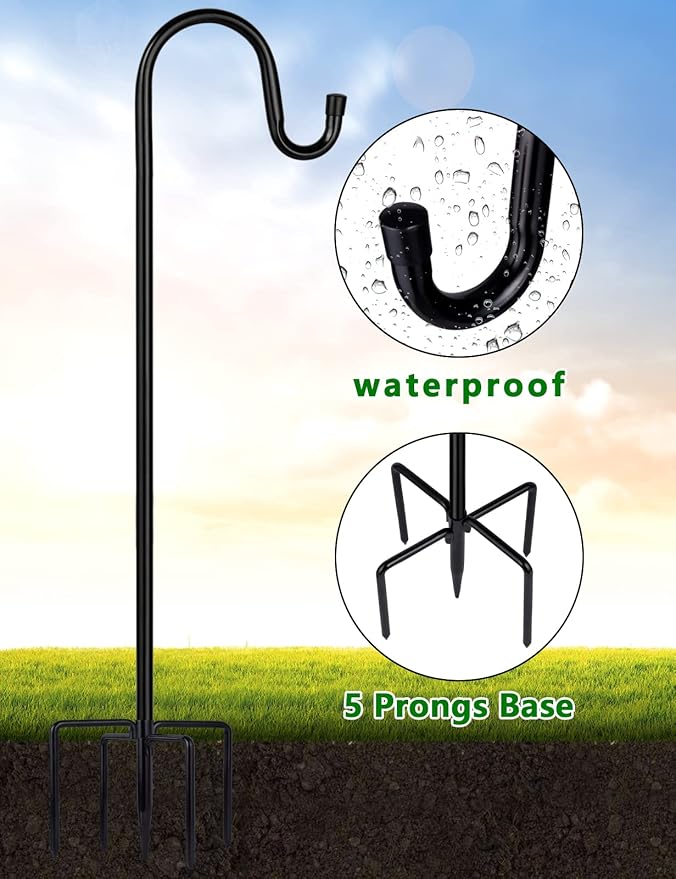 Ottsuls Shepherd-Hooks Adjustable for Bird-Feeder Lantern Plant-Hook Garden-Stake - Plant Stand Hanger for Outdoor Flower Basket, Bird Feeder Hanger Weddings Decor