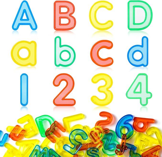 66 Pcs Plastic Letters and Numbers – Light Table Manipulatives Set for Alphabet Learning, Math Basics, and Color Recognition