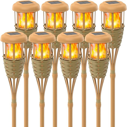 Solar Outdoor Lights, Solar Torch Lights Outdoor Flickering Flame, Outdoor Decorations for Patio Path Yard - 8 Pack