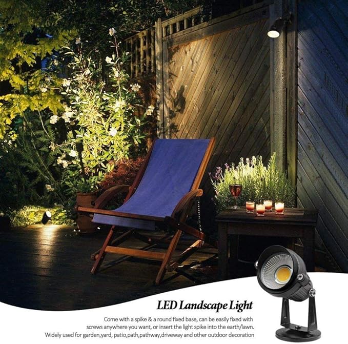 Svater LED Landscape Lights,12V Low Voltage Spotlights Outdoor with Stake,2700K Warm White,1200Lumens Plug in Outdoor Spotlights for Garden, Backyard,Lawn - 4 Pack