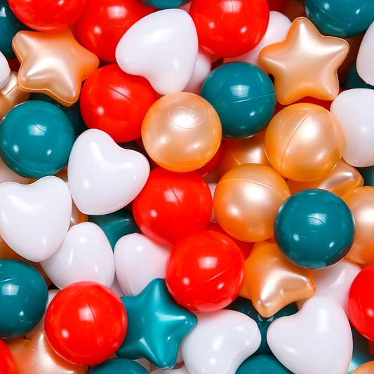 Ball Pit Balls Pack of 100 200 500 - Star and Round Set BPA Free Phthalate Free Non-Toxic Crush Proof Play Balls Soft Plastic Balls for Toddlers Baby Kids Birthday Pool Tent Party