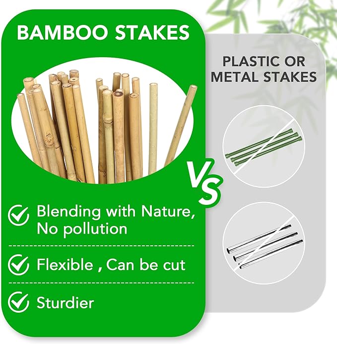 SWANGSA 55 Pack Bamboo Stakes for Plant 5 Feet(57.5inch) Bamboo Sticks for Garden Plant Support Stakes Poles for Tomatoes, Beans, Flowers, Trees, Indoor and Outdoor Climbing Plants