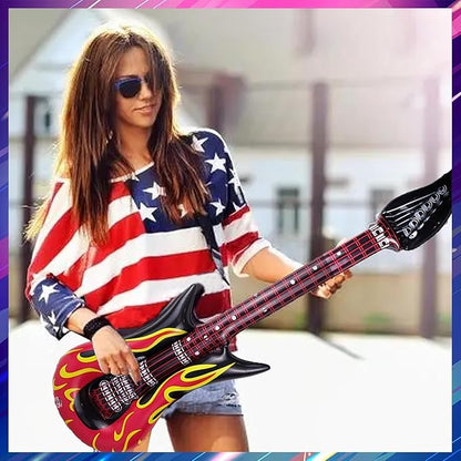 10pcs Inflatable Instruments Party Props Rock Star Toy Set Inflatable Saxophone Bass Rock Microphone Rock Electric Guitar Recorder Suitable for Various Music Parties(Classical Style)
