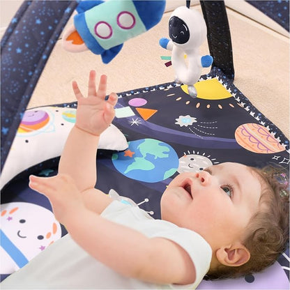 The Peanutshell Unisex Baby Play Gym & 7-in-1 Play Mat - Playmat Baby Toys 0-6, 6-12 Months Tummy Time Mat with Hanging Toys, Soft Padded Mat for Newborns, Infants - Space