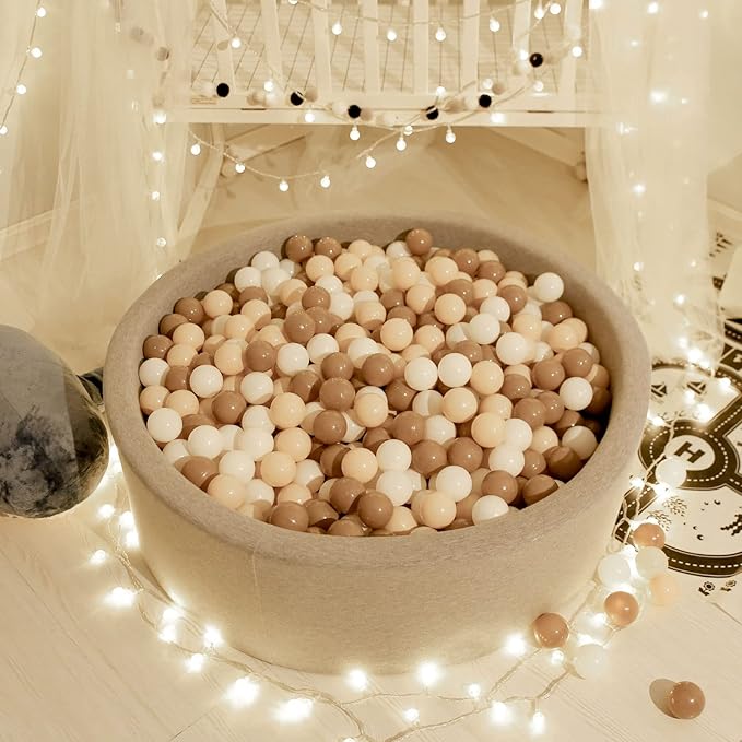 GOGOSO Ball Pit Balls for Toddlers Phthalate-Free BPA-Free Non-Toxic Crush Proof Soft Plastic Play Balls Baby Kids Shape Tent Pool Playhouse Playpen Party Decor,Coffee Brown Beige,1000PCS