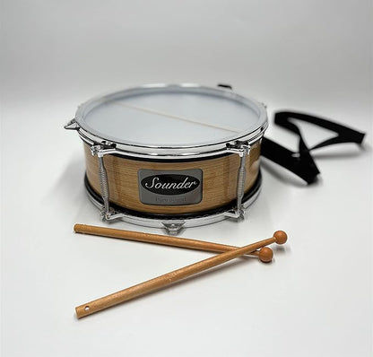 Tap-Along Sounder Snare Drum with Double Sided Batter Head Toy Tambourine Drum for Kids, Musical Instrument for Children 12 Months and Up Realistic Look with 2 Drum Sticks 10X10X4