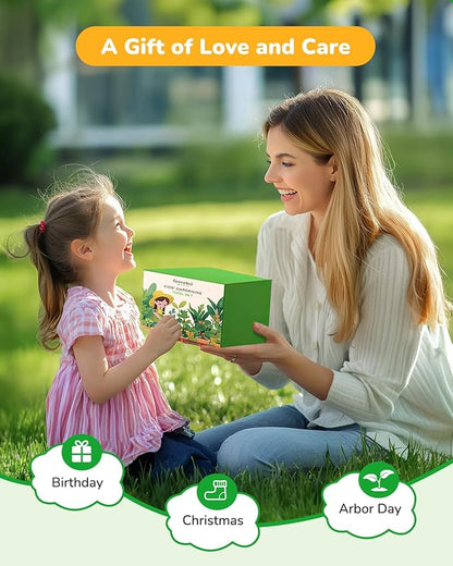 Kids Gardening Set Toys, Quality Garden Tool Kit for Kids and Toddlers, Includes Two Shovels, Garden hat,Rake, Apron,Gloves, Watering Can, and Tool Bag (Green)