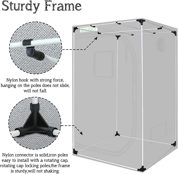 zazzy Grow Tent, 60"x60"x78" Hydroponic Grow Tents Heavy Duty Dark Room Grow Tent Reflective Mylar Grow Tent with Window & Floor Tray for Indoor Plant Growing