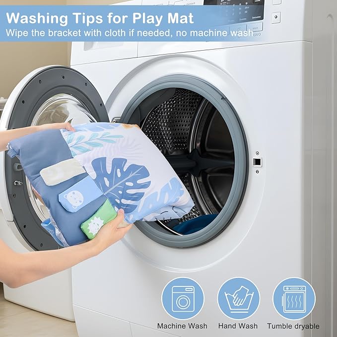 Baby Play Gym Mat Tummy Time Mat, Washable Baby Activity Play Mat for Sensory, Visual, Hearing, Touch Development, Baby Toys Shower Gift for Newborn