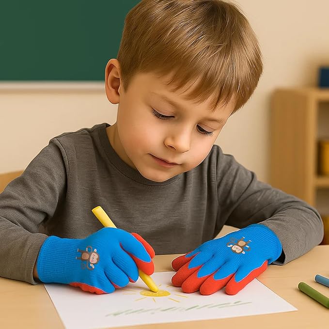 MIG4U Kids Gardening Gloves 3 Pairs, Rubber Coated Yard Work Gloves Waterproof Durable for Boys and Girls