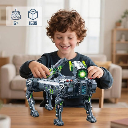 GEVINST Robot Robotic Dog Building Set for Boys Ages 8-12, 1609 Pieces STEM Animal Toys Model Building Kit, Gift for Adults Kids Teens Ages 8-14 (Static)