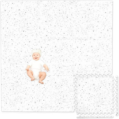 Play Platoon Non-Toxic Large Kids Play Mats for Floors, 9 Tile 72 x 72 inch - Extra-Thick Interlocking Comfortable Cushioned 24 x 24 in. Puzzle Mat with Border, Neutral Playmat Rug for Toddlers