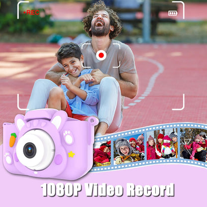Kids Camera Toys,48MP Dual Lens with 64G SD Card and Cartoon Soft Cover for 3-8 Year Old Girls Boys (PurpleR)