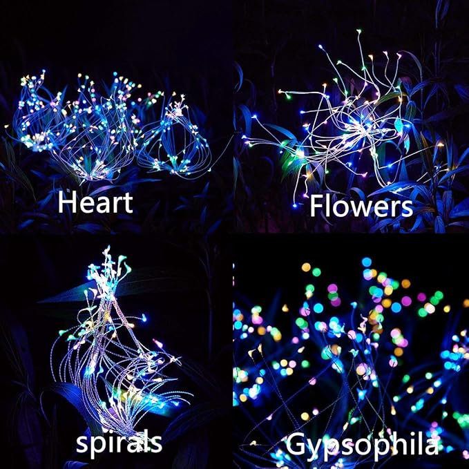 Upgrade Solar Garden Firework Lights Outdoor Decor Weatherproof 2 Pack with ROHS CE Certified,120 LED Solar Sparklers Fireworks SticksFairy Stake Lights,for Yard Pathway Flowerbed Decor (Colorful)