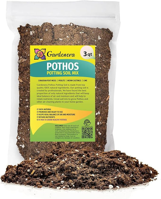 Premium Pothos Potting Soil Mix - Air Cleaning Plant Potting Mix, Soil Mix for Pothos, Parlor Palm, Peace Lily - (3 Quart Bag)