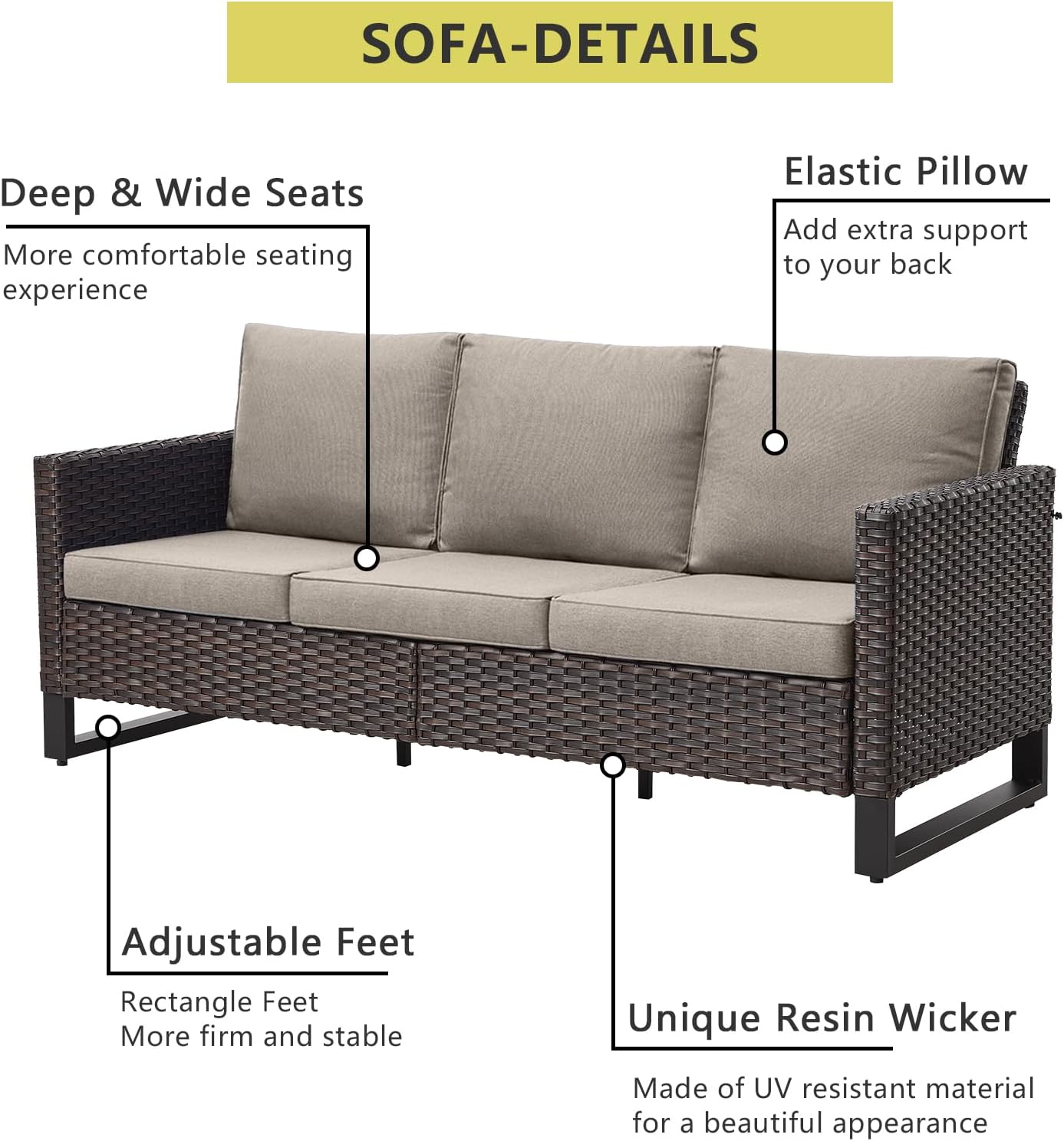 HUMMUH 7 Piece Patio Furniture Set with Fire Pit 41in 55,000 BTU,Wicker Outdoor Conversation Sets - Patio Swivel Chairs Sofa Ottomans,Side Table for Porch,Garden,Backyard