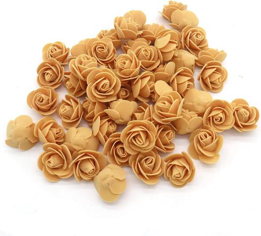 Artificial Flowers 100PCS 3CM Mini Gold Yellow Fake Roses for DIY Wedding Bouquets Centerpieces Party Baby Shower Home Decorations (Gold Yellow)