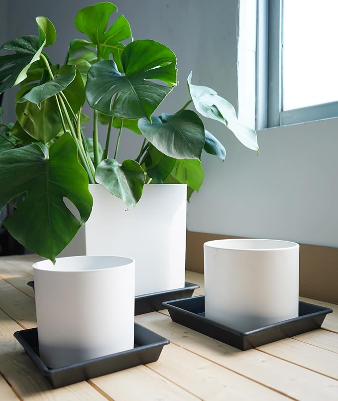 Square Plant Saucer 20 Inch 2 Pack 16 18 20 Extra Large Plant Trays for Pots Heavy Duty Plastic Plant Saucers for Indoors Outdoors, Flower Pot No Holes Plant Drip Trays