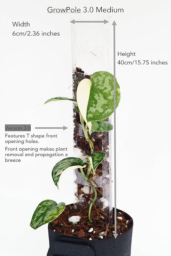 Plastic Moss Poles for Climbing Plants V3 Medium 5Pcs Front Opening Stackable Moss Pole Monstera Plant Support-Plant Climbing Pole, DIY Moss Pole for Plants Indoor, Plant Sticks Support by THICCLY