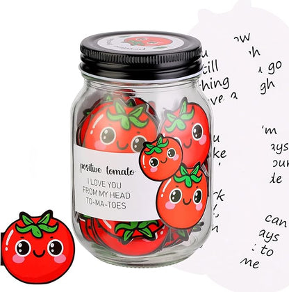 60 PCS Positive Tomato Cards Jar, Emotional Support Jar, Tomato Affirmation Cards, Inspirational Gifts for Women, Cheer Up Gifts, Unique Positive Gift for Women, Teen Girl