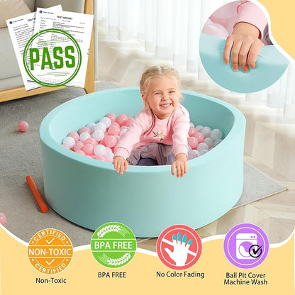 TRENDBOX Memory Foam Sponge Indoor Round Ball Pit (NO Balls) for Toddler Children - Light Blue
