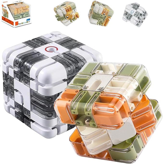 Large Puzzle Maze Cube - Engaging Brain Teaser Toy, 3D Maze Magic Cube & Ball, Mazes Ball Puzzles for Logical Thinking (Mixed,1set)