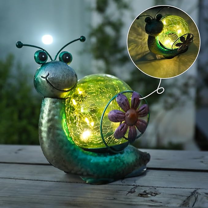 MUMTOP Solar Lantern Outdoor Waterproof LED Solar Lights Snail Decorative Tabletop Lanterns for Patio Garden Table Decor